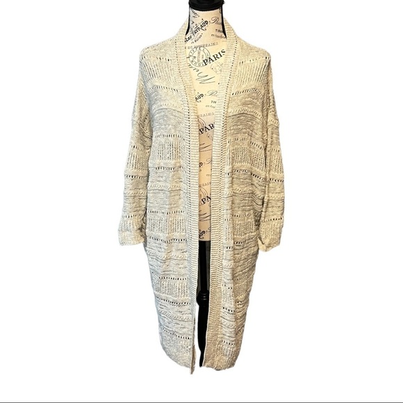 Ecote Oversized Open Front Longline Cardigan Ivory Chunky Knit Cozy Grandpa Core - Picture 5 of 11